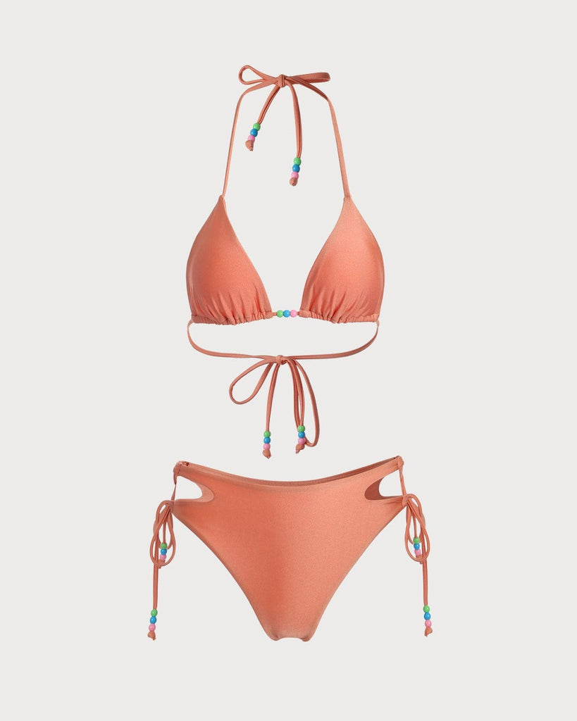 The Orange Cutout Tie Bikini Set Bikinis - RIHOAS