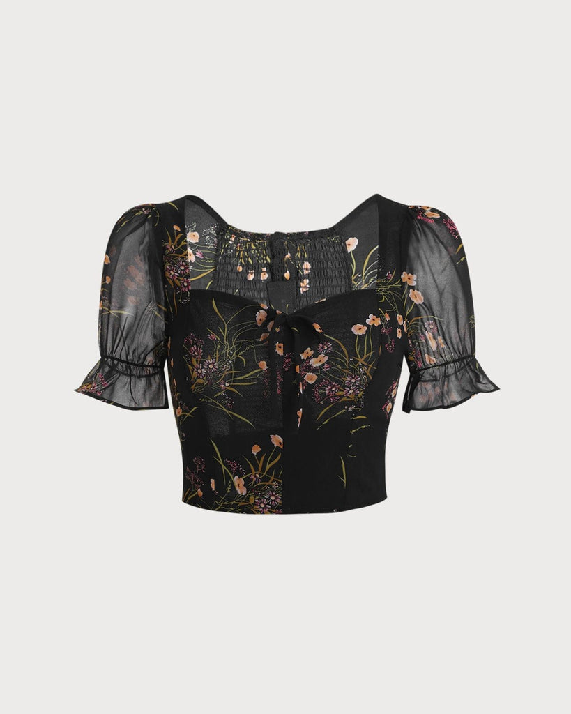 The Fitted Floral Print Crop Blouse - RIHOAS