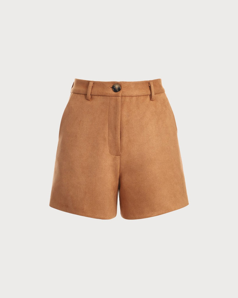 The Solid High Waisted Suede Shorts - RIHOAS