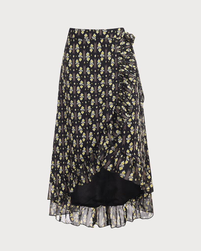 The Floral Ruffle Midi Skirt Bottoms - RIHOAS