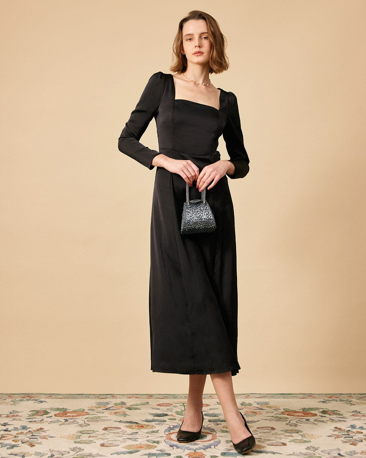 Square-neck bodycon dress - Black/Glittery - Ladies | H&M IN