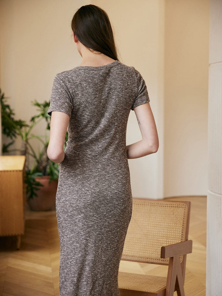 BERLOOK-The Solid Twisted Knit Midi Dress - RIHOAS