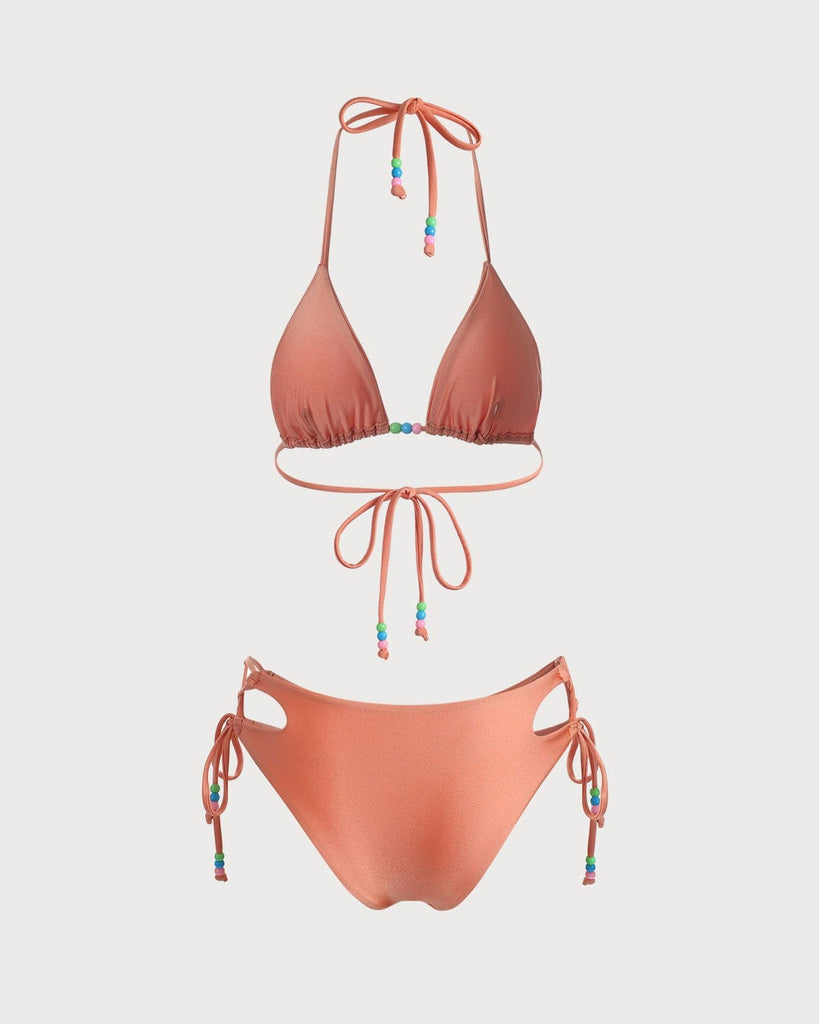 The Orange Cutout Tie Bikini Set Bikinis - RIHOAS