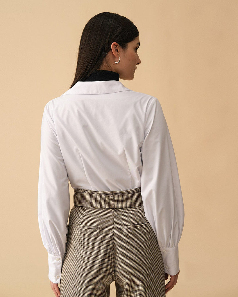 The Solid Lantern Sleeve Collared Shirt - RIHOAS
