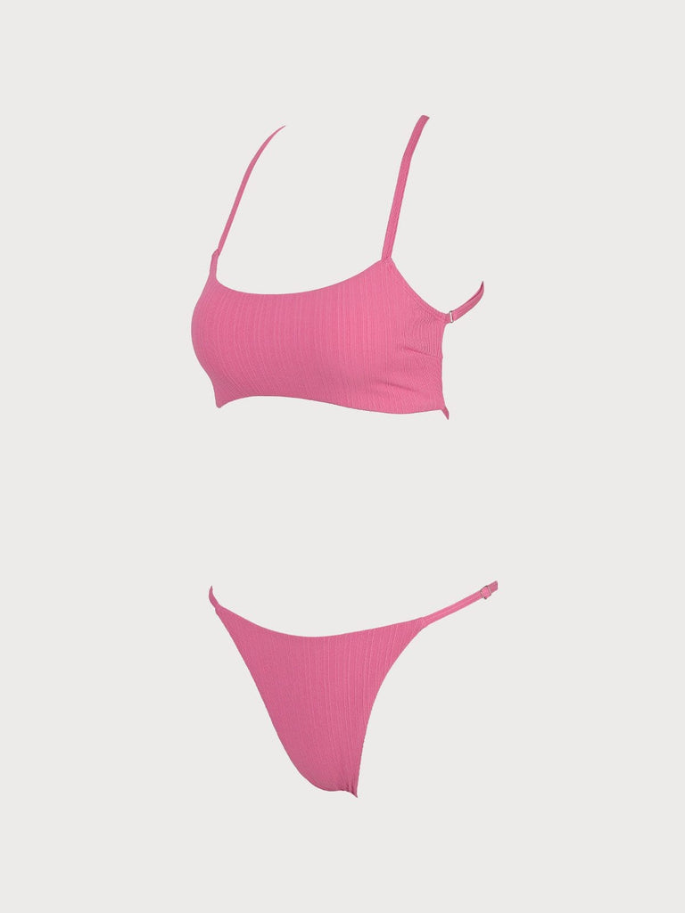 The Pink U Neck Criss-Cross Bikini Set Bikinis - RIHOAS