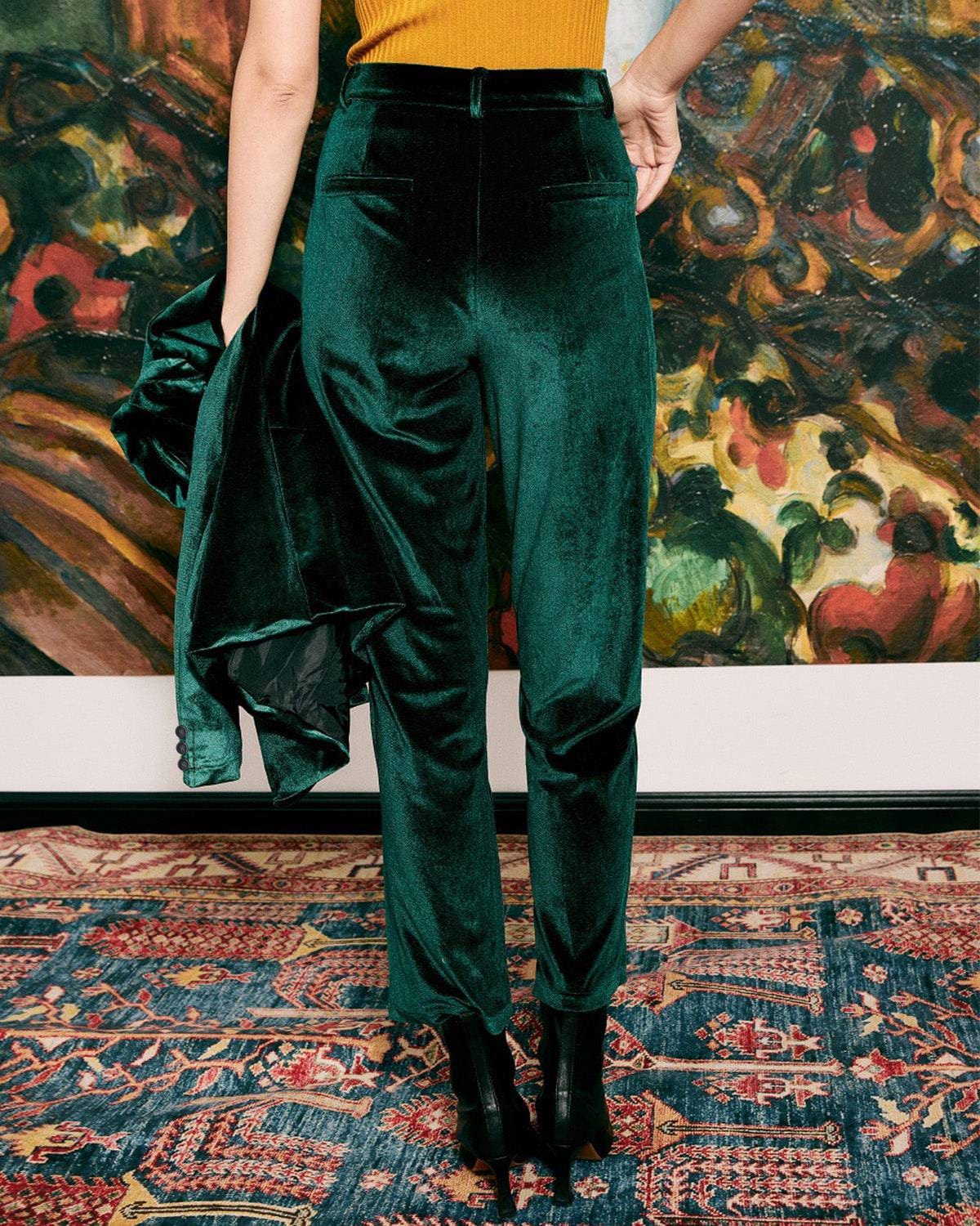 Velvet Trousers Dark Green