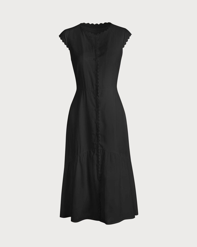 The Solid Color Lapel Midi Dress Dresses - RIHOAS