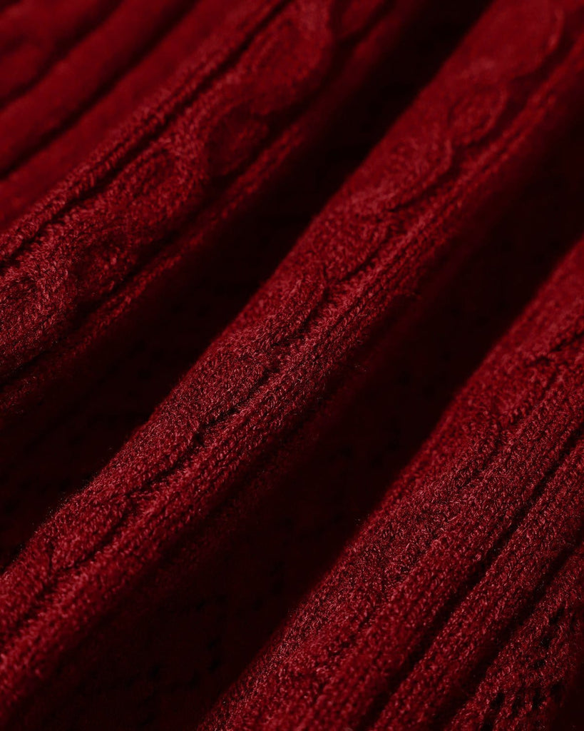The Brick Red Scalloped Pointelle Knit Tee Tops - RIHOAS