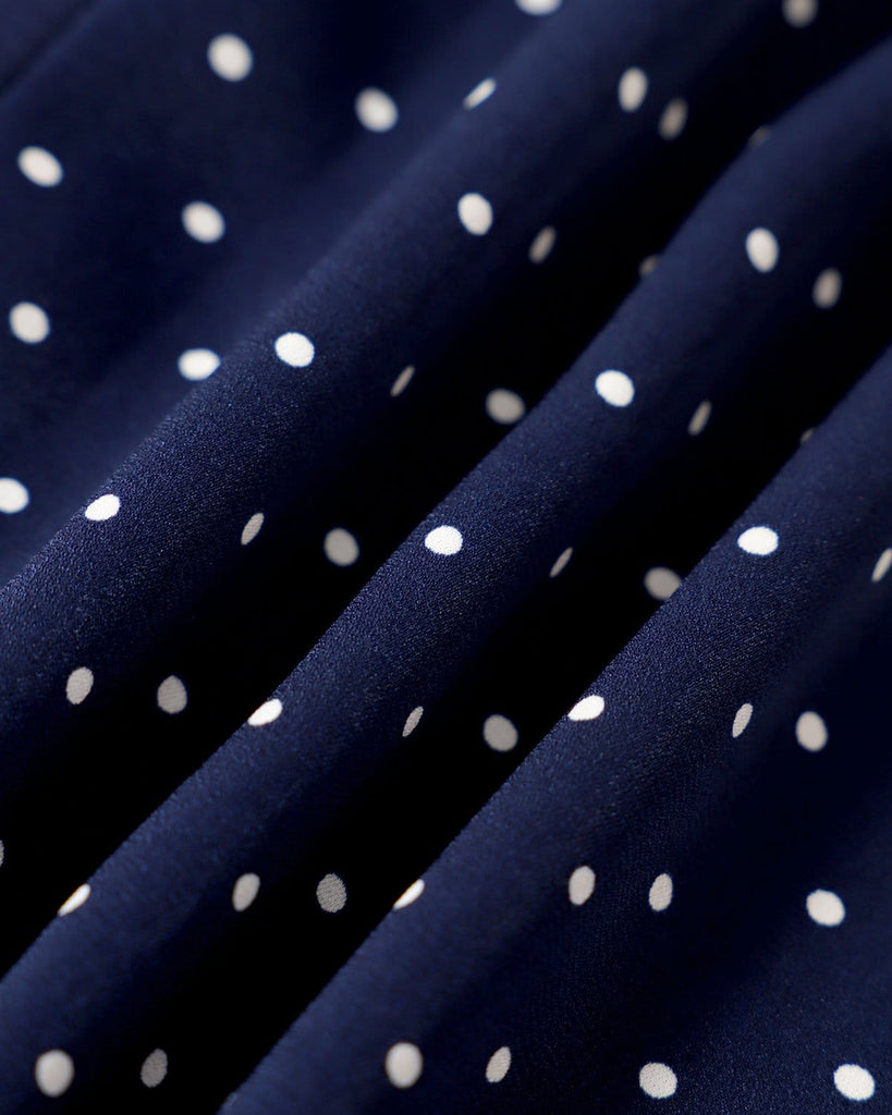 The V-Neck Polka Dot Midi Dress Dresses - RIHOAS