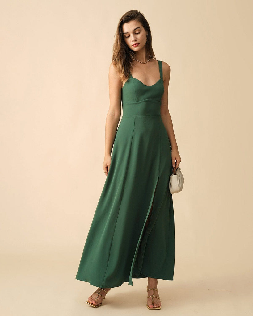 The Solid Color Side Slit Maxi Dress - RIHOAS