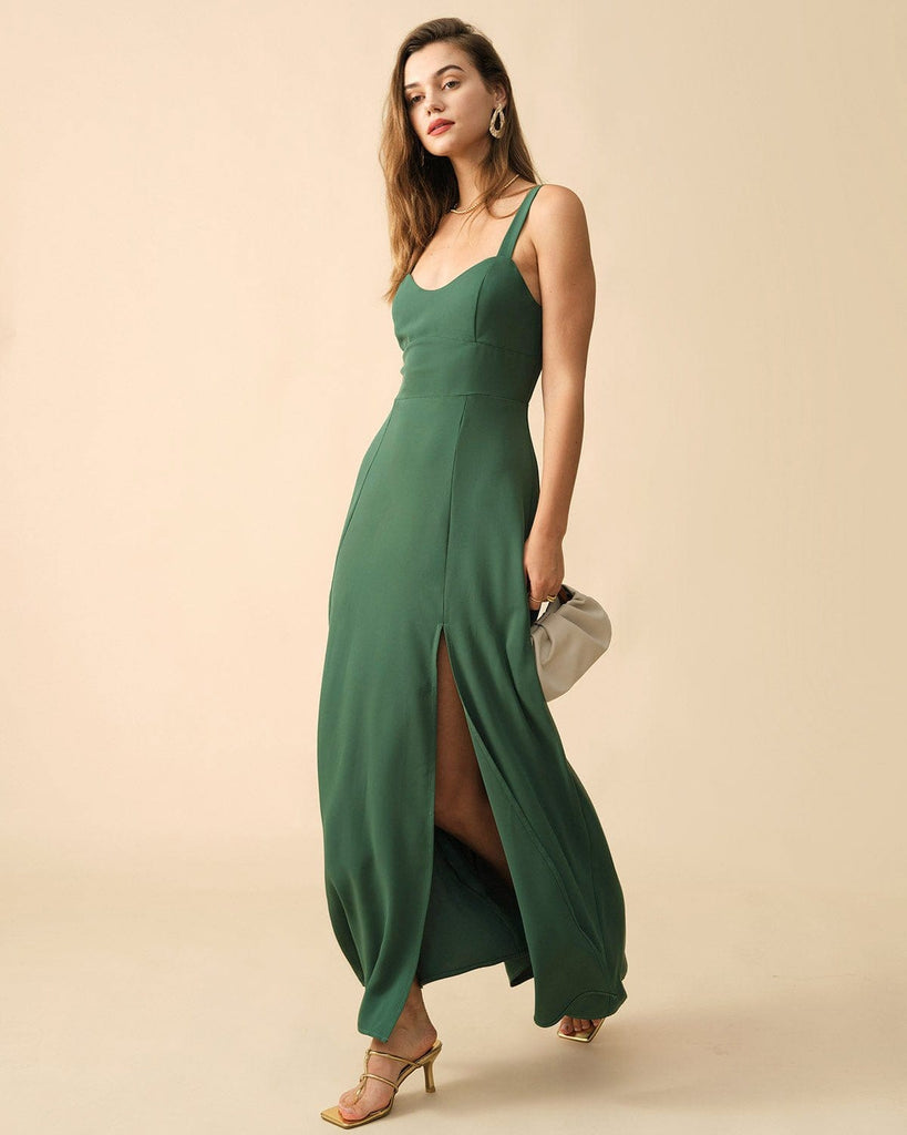 The Solid Color Side Slit Maxi Dress - RIHOAS