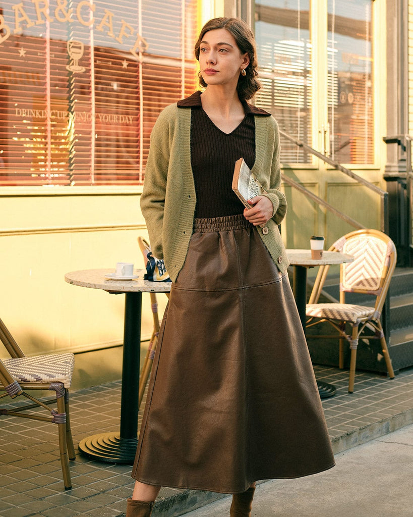 The Solid V Neck Puff Sleeve Cardigan