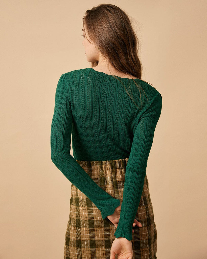 The Scallop-edge Solid Knit Top - RIHOAS