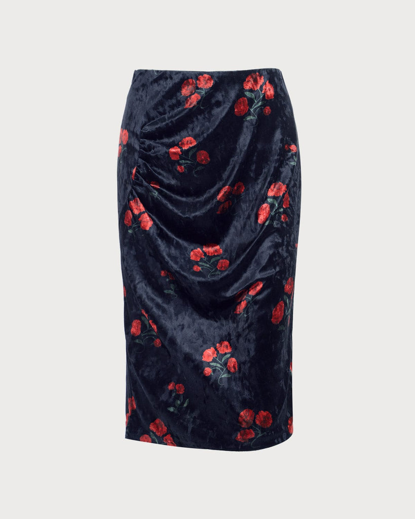 The Floral Velvet Skirt Bottoms - RIHOAS