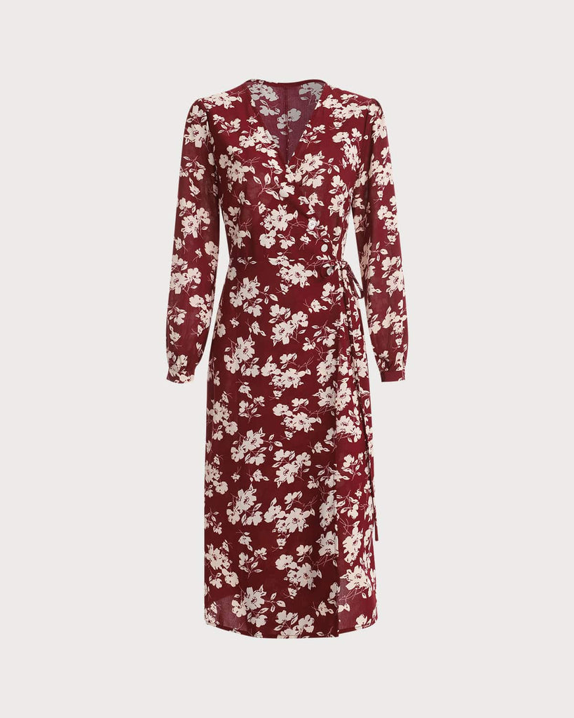 The Floral Print Wrap Midi Dress Dresses - RIHOAS