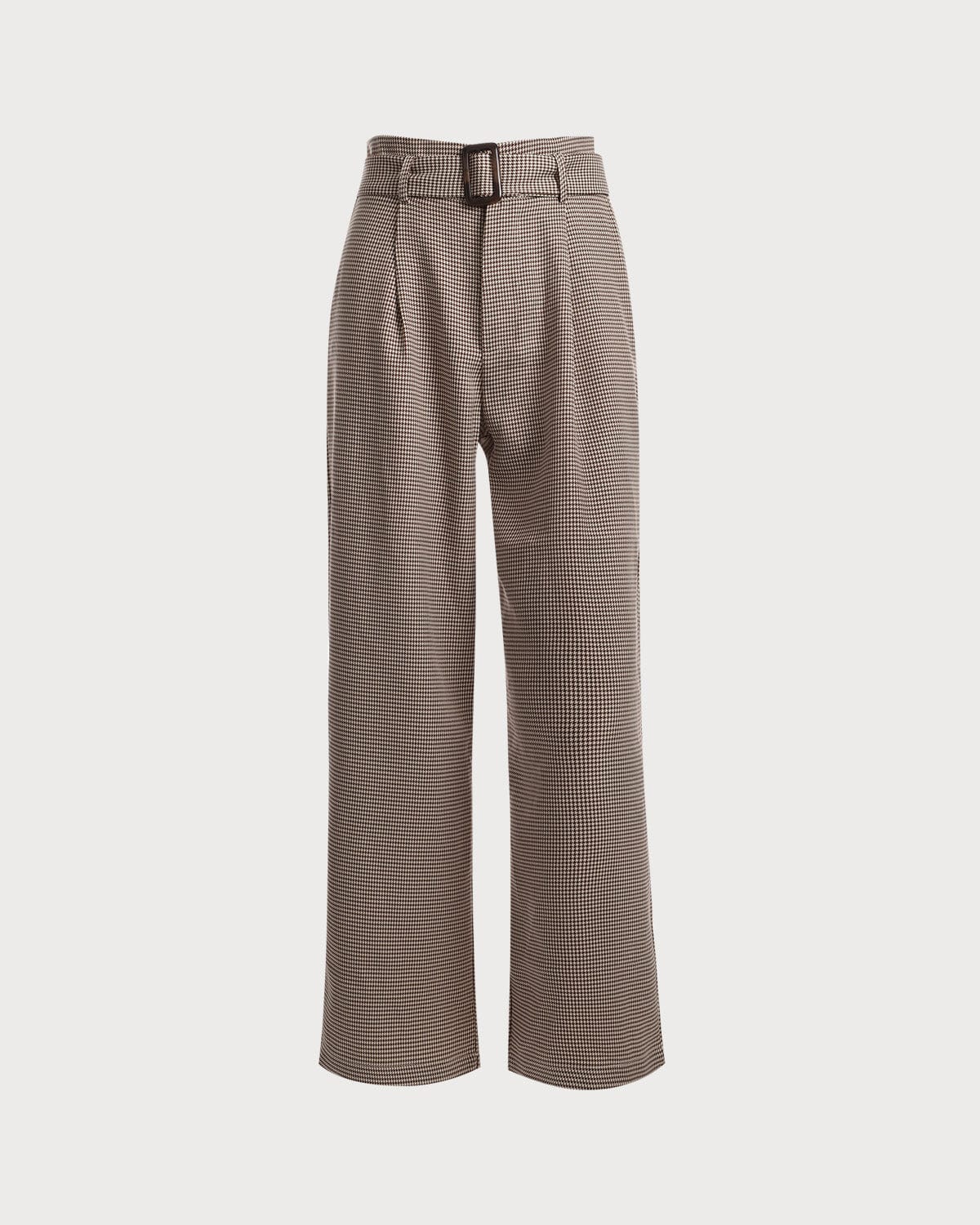 The Houndstooth Straight Pants & Reviews - Khaki - Bottoms | RIHOAS