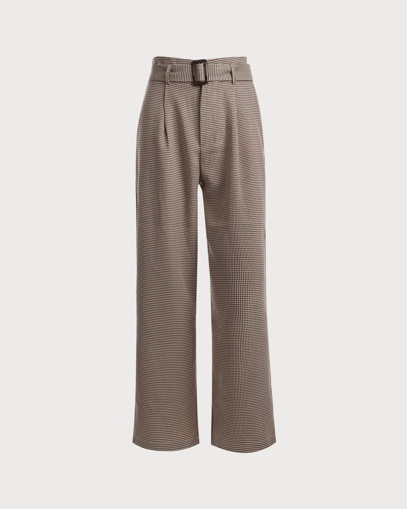 The Houndstooth Belted Straight Pants - RIHOAS