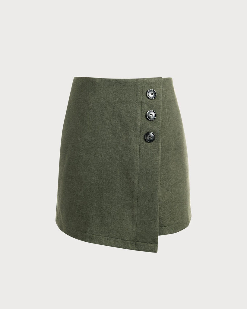 The High Waist Wrap Hem Skirt Army Green Bottoms - RIHOAS