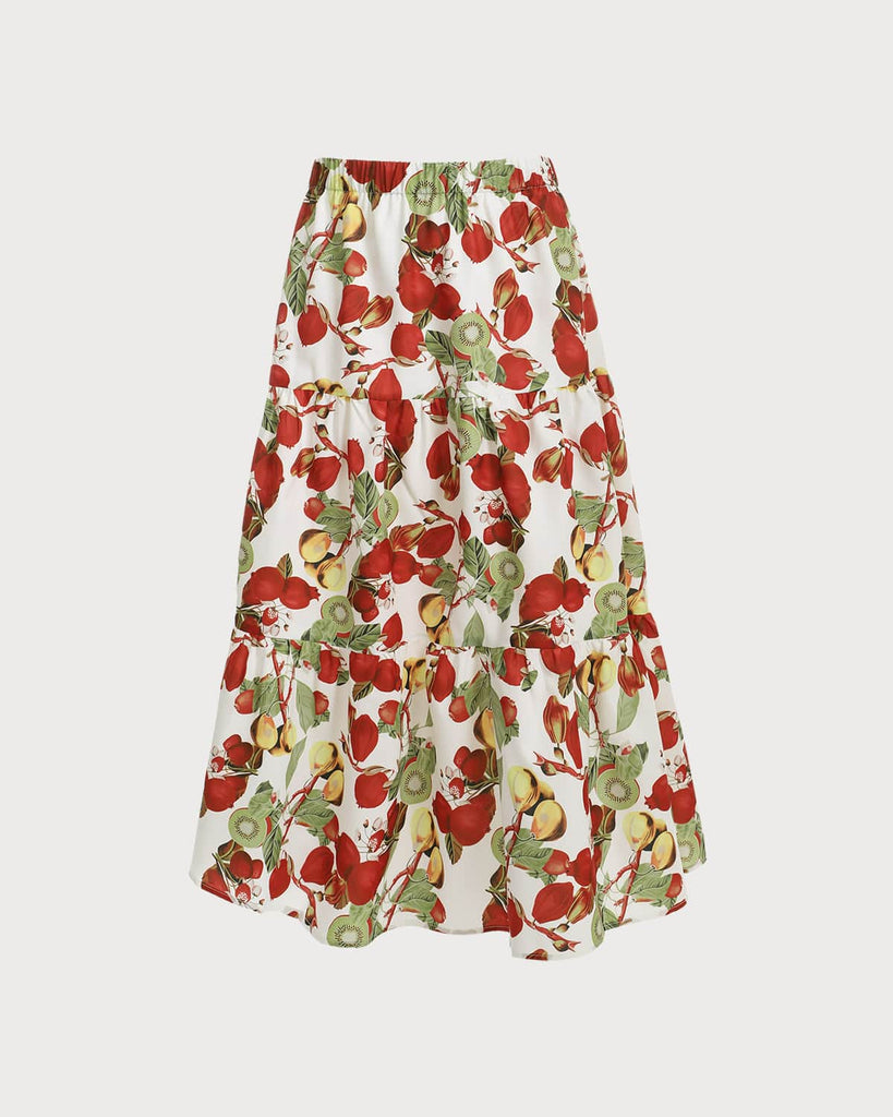 The Ruffle Fruit Print A-line Skirt - RIHOAS