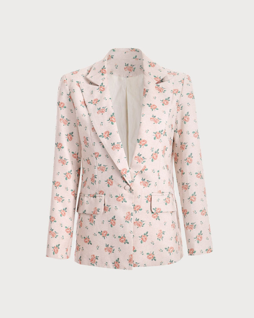 The Collared Single Button Floral Blazer - Rihoas