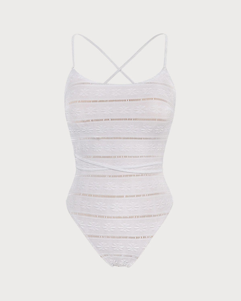 Backless Tie One-Piece Swimsuit White One-Pieces - RIHOAS