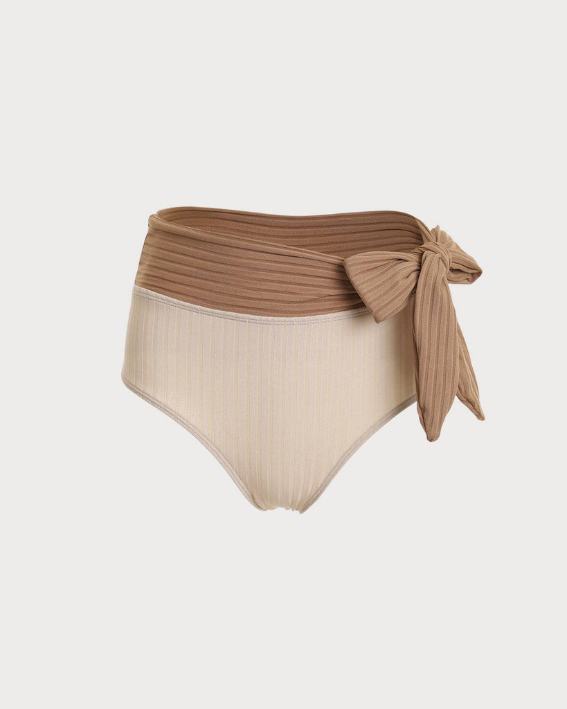 High Waisted Textured Knotted Bikini Bottom - RIHOAS