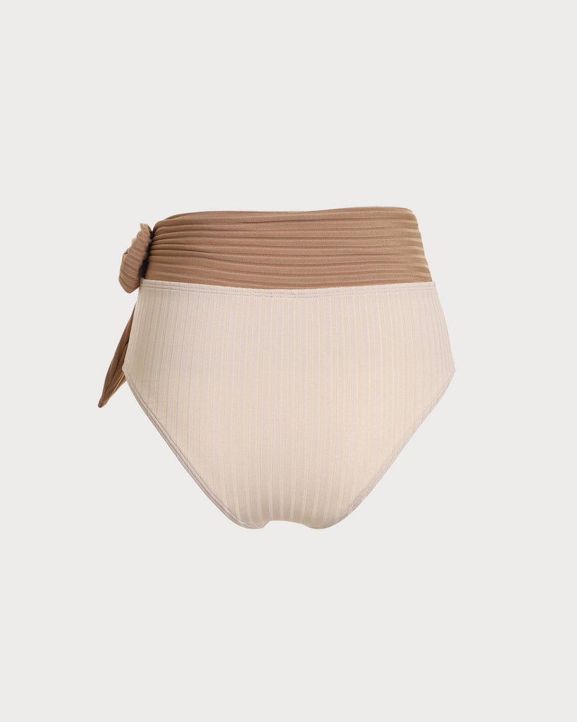 High Waisted Textured Knotted Bikini Bottom - RIHOAS