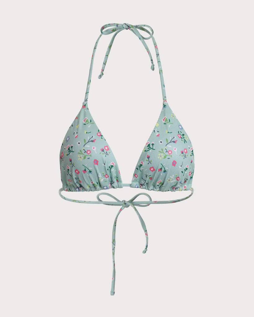 The Floral Backless Halter Bikini Top - RIHOAS