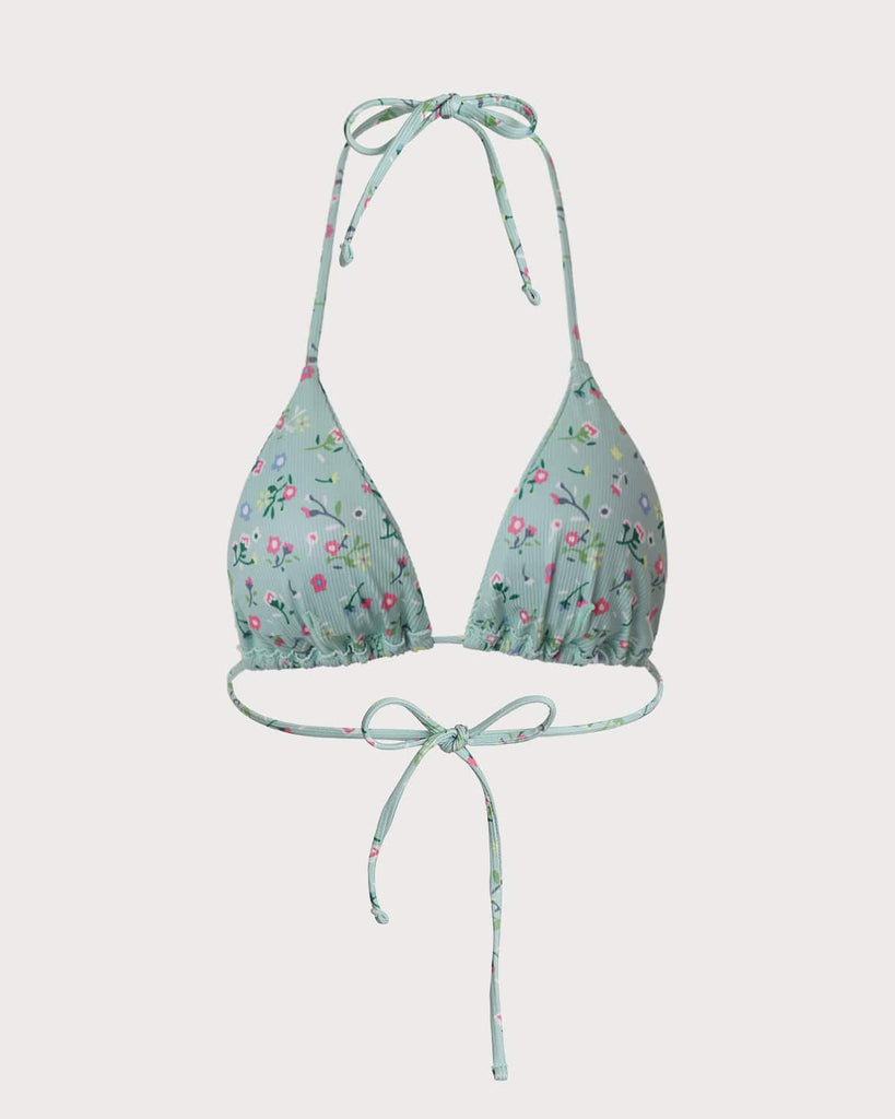 The Floral Backless Halter Bikini Top - RIHOAS