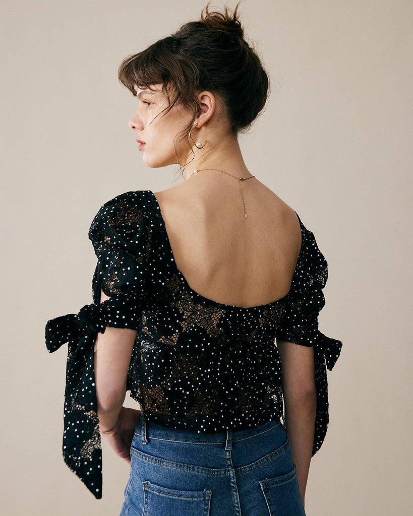 The Bowknot Detailing Polka Dot Blouse - RIHOAS