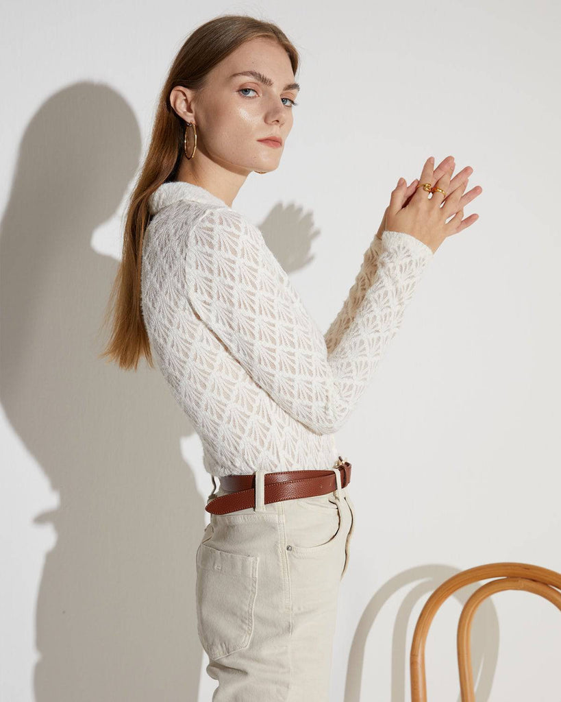 The Collared Cutout Ribbed Blouse - RIHOAS