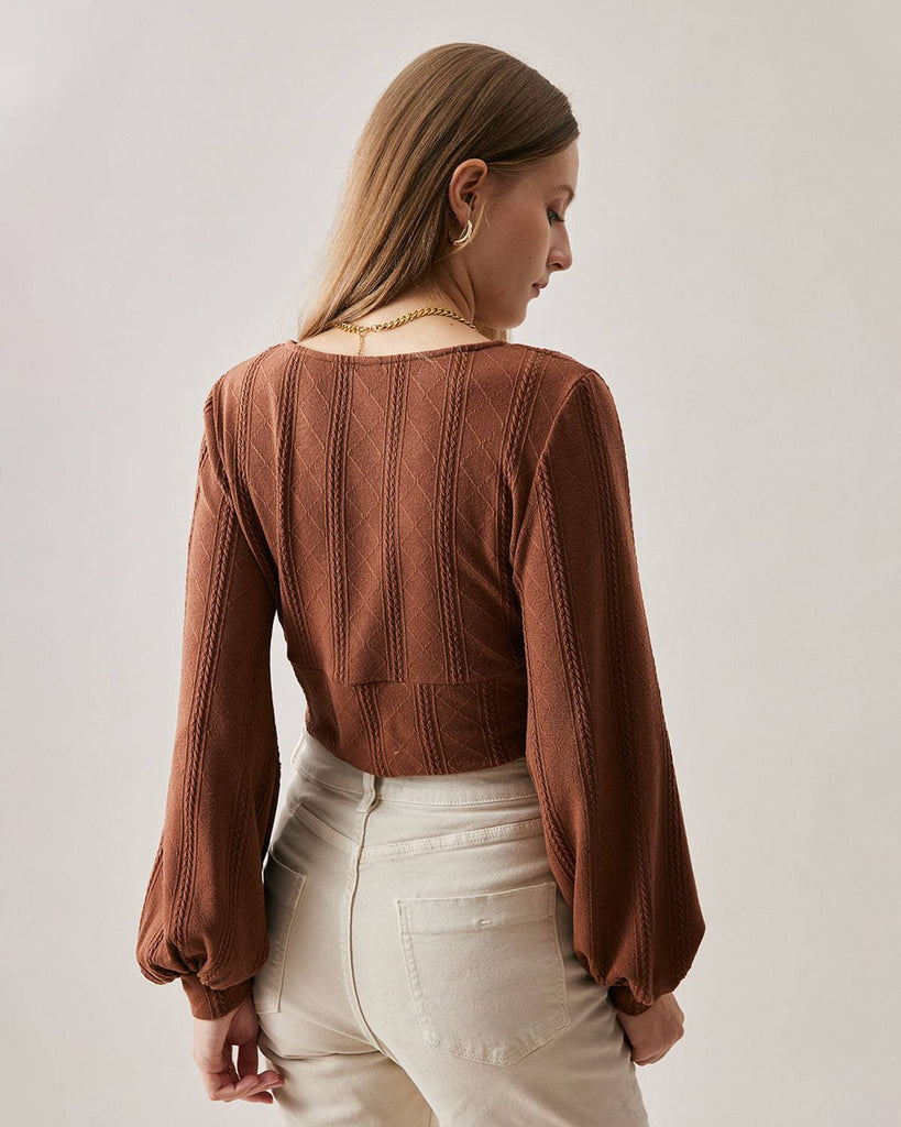 The Deep V-neck Knitted Crop Top - RIHOAS