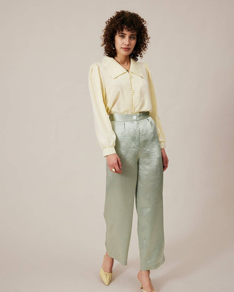 The Flat Collar Pearl Button Blouse - RIHOAS