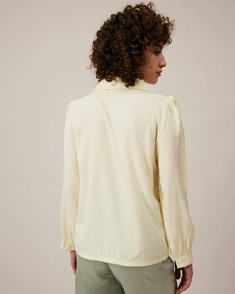 The Flat Collar Pearl Button Blouse - RIHOAS