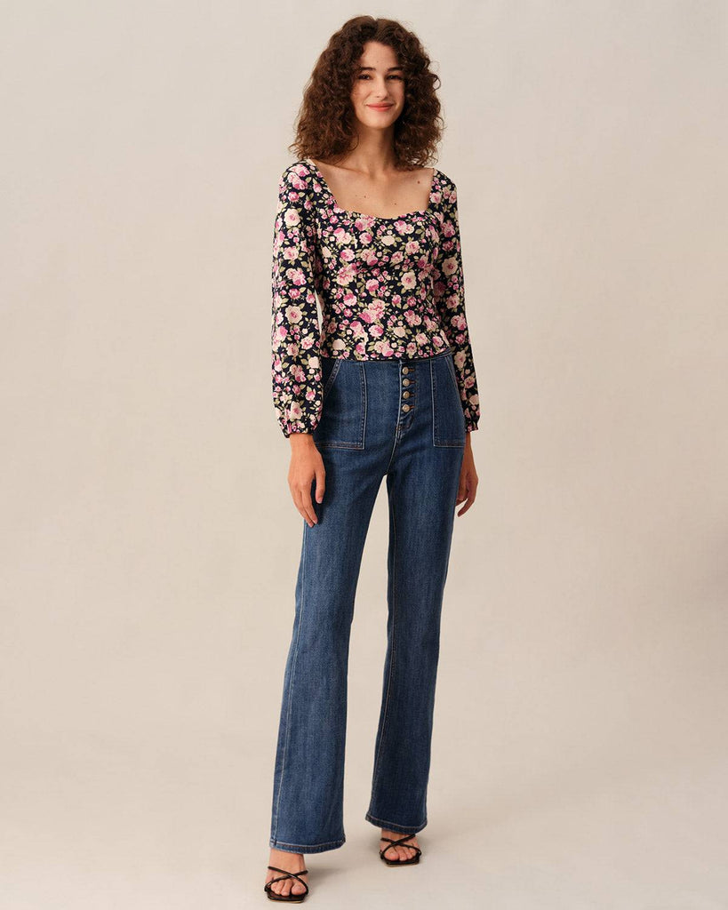 The Frill Trim Shirred Blouse - RIHOAS