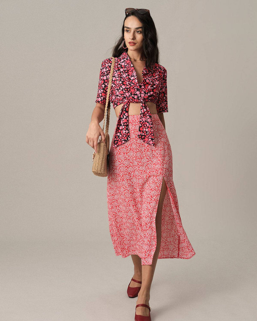 The Front Tie Floral Crop Blouse - RIHOAS