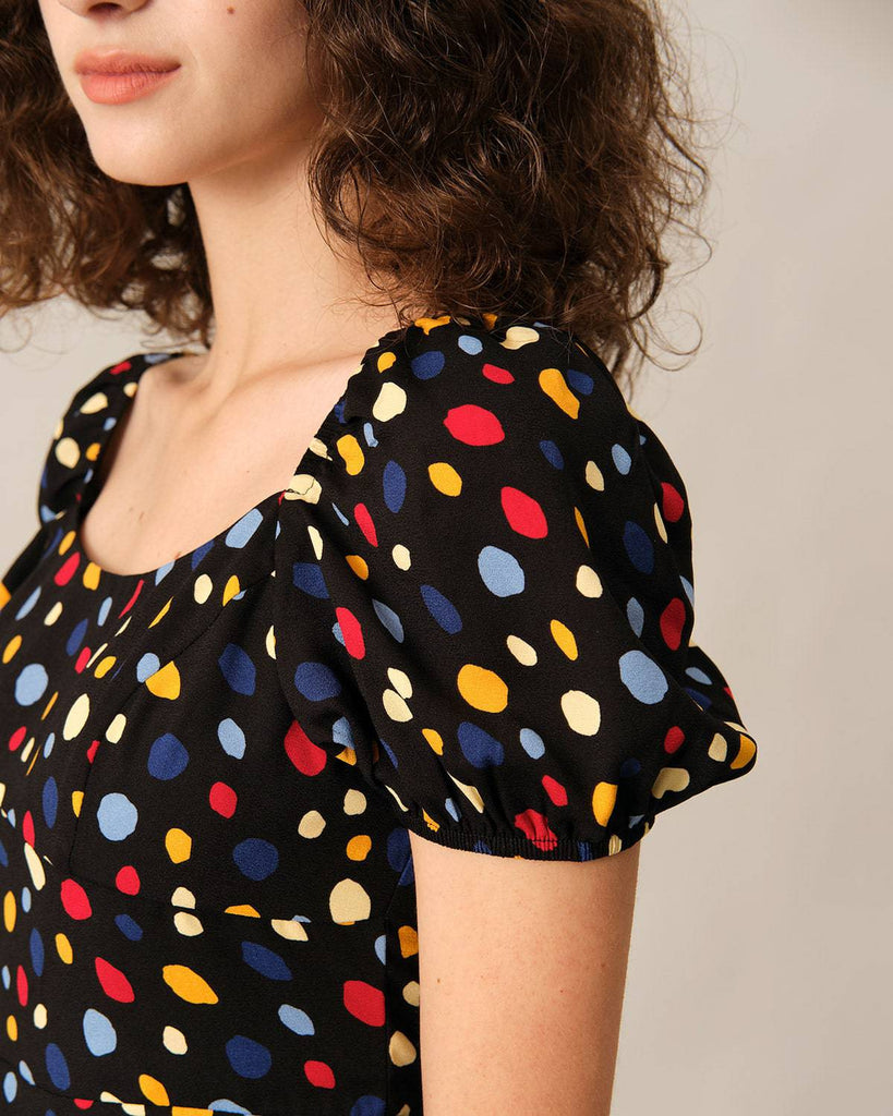 The Polka Dot Puff Sleeve Ruched Blouse - RIHOAS