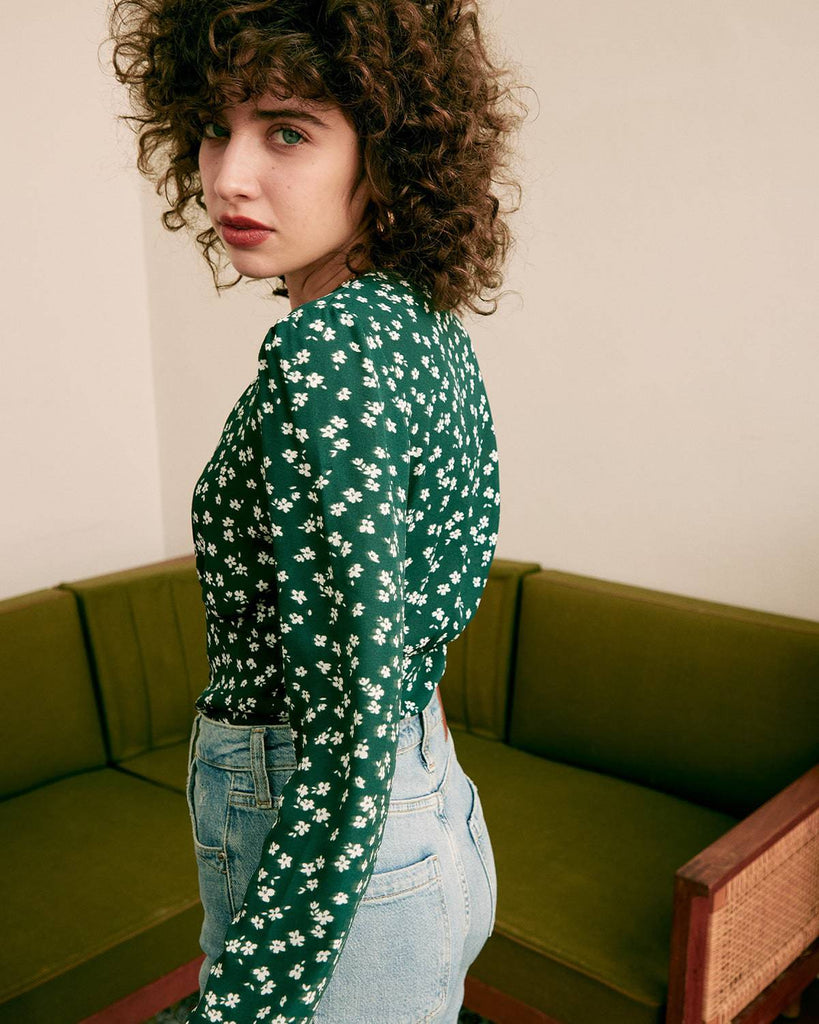The V-Neck Floral Printed Blouse - RIHOAS