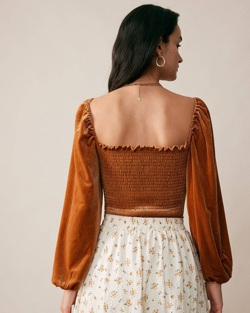 The Velvet Smocked Fitted Blouse - RIHOAS