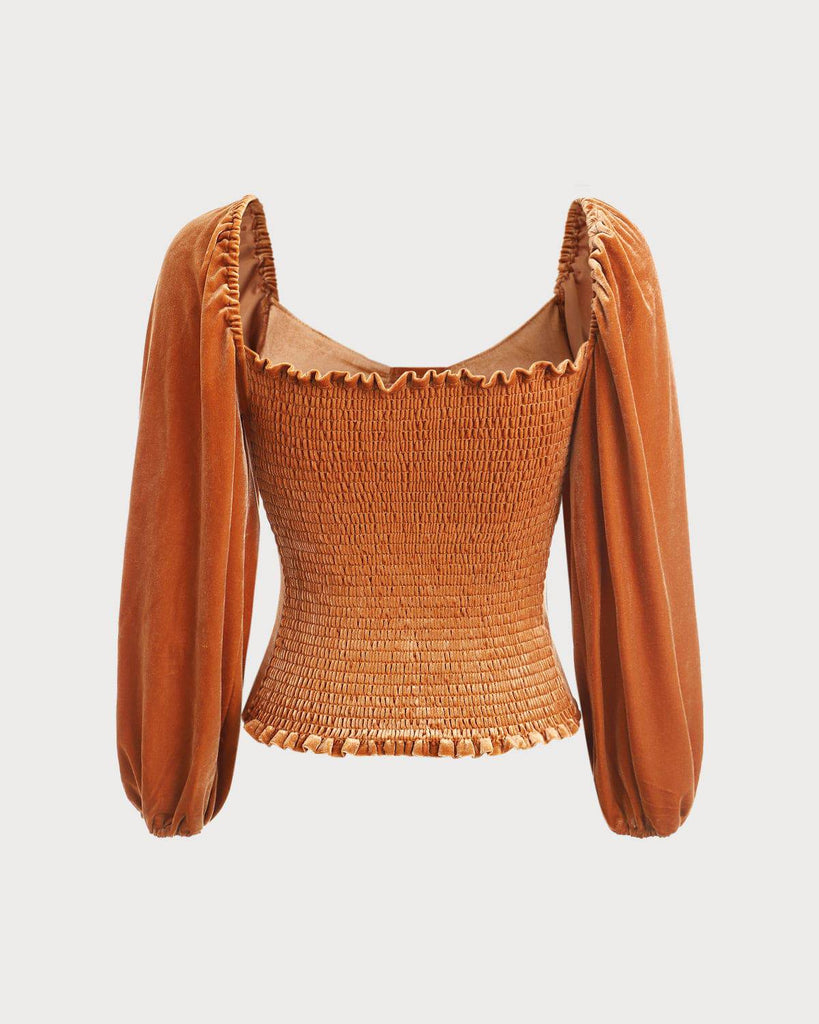 The Velvet Smocked Fitted Blouse - RIHOAS