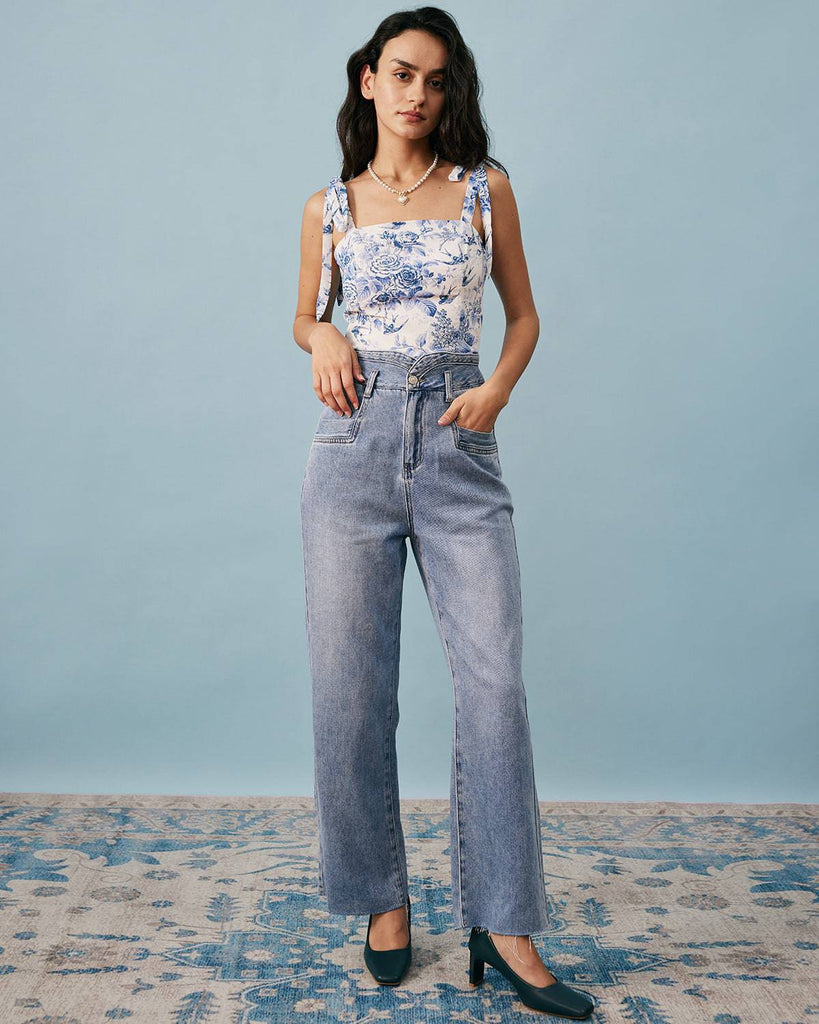 The Tie Strap Smocked Floral Cami - RIHOAS