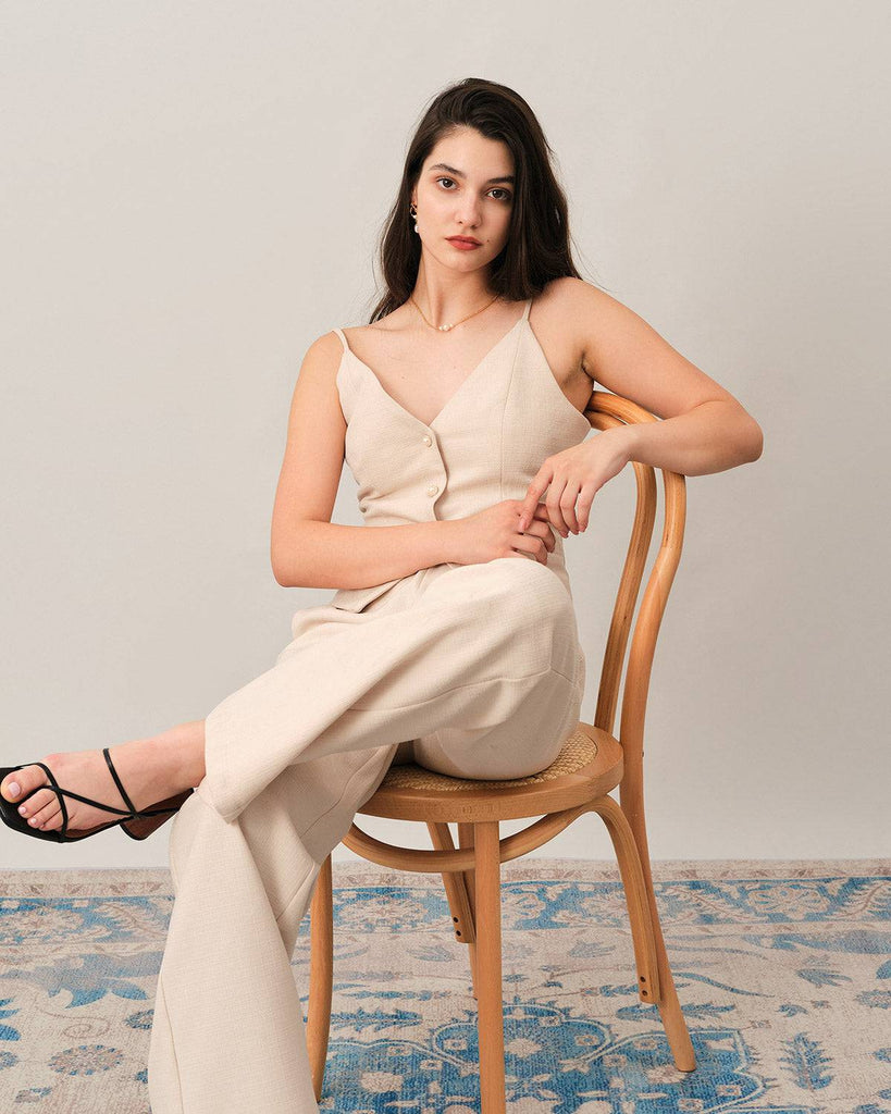 The V Neck Button Cami Top - RIHOAS