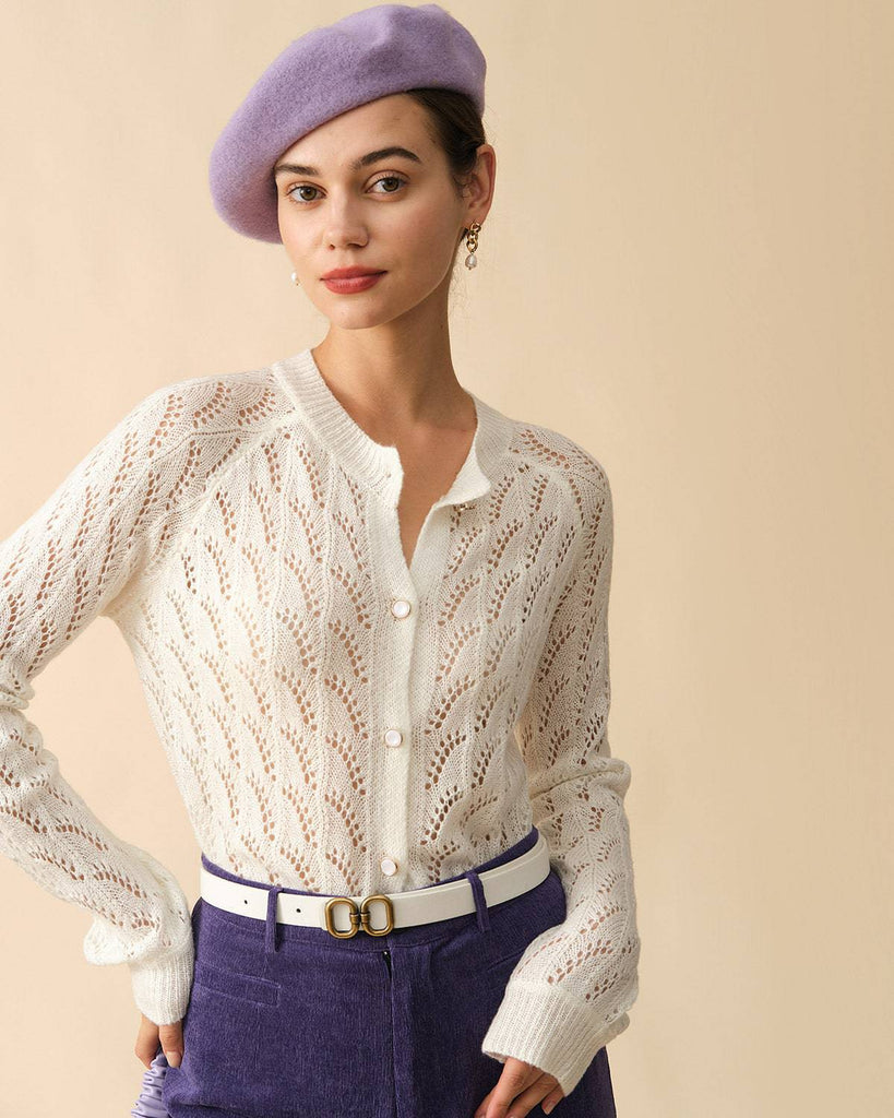 The Solid Cutout Knit Cardigan - RIHOAS