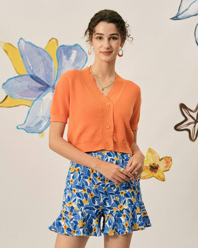 The Solid Color Short Sleeve Knit Cardigan - RIHOAS