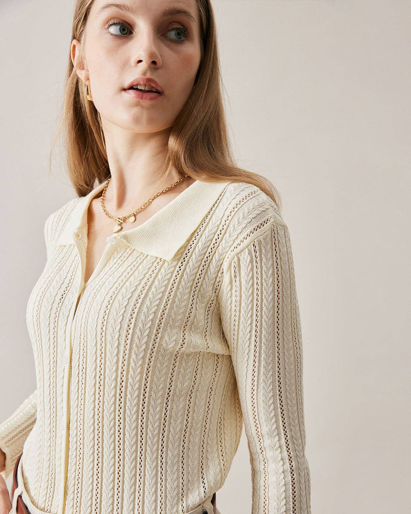 The Cable Knitted Cardigan & Reviews - Ivory - Tops | RIHOAS