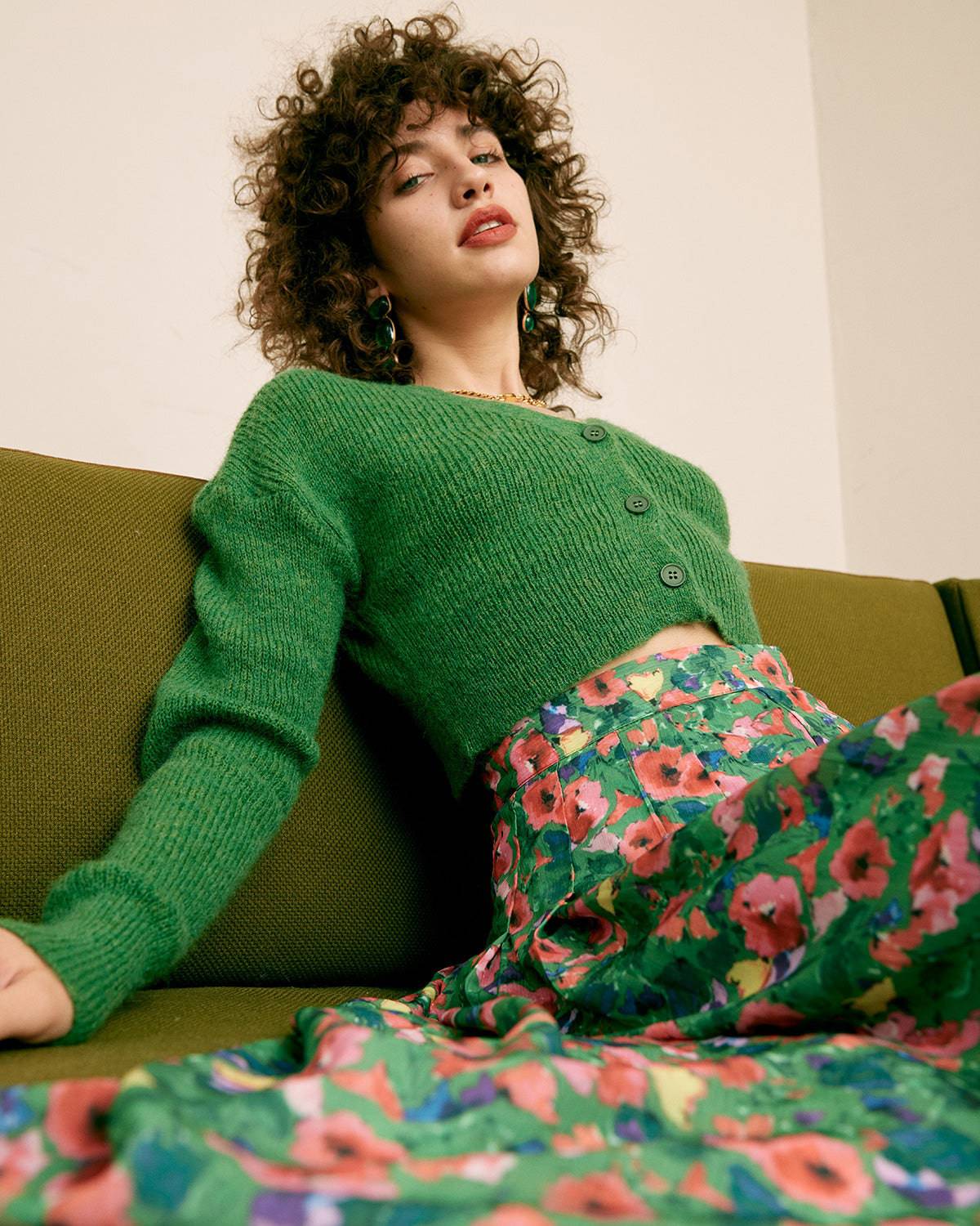 Green deals fluffy cardigan