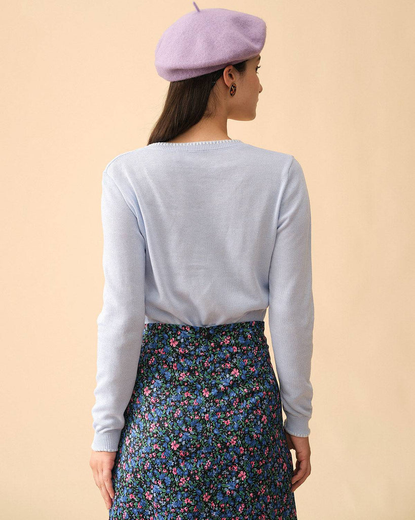 The Plain Round Neck Single-breasted Cardigan - RIHOAS