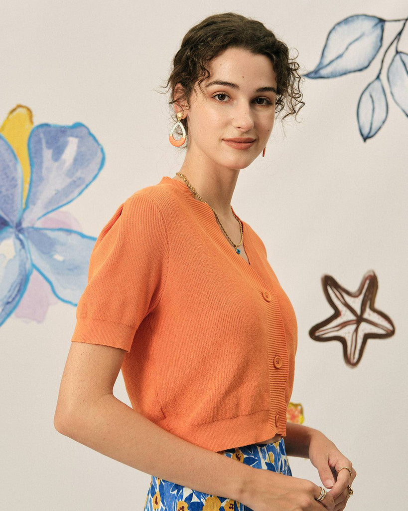 The Solid Color Short Sleeve Knit Cardigan - RIHOAS
