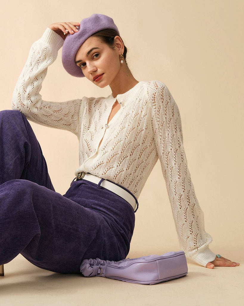 The Solid Cutout Knit Cardigan - RIHOAS
