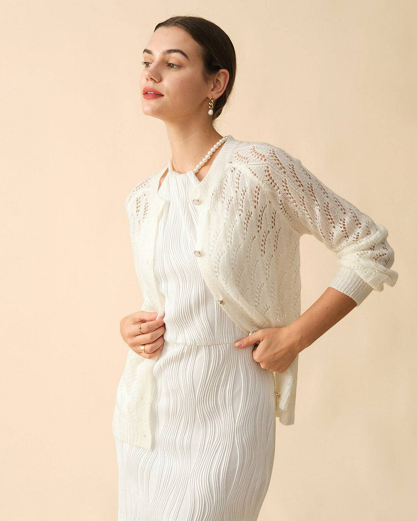 The Solid Cutout Knit Cardigan - RIHOAS